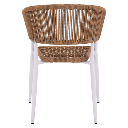 Armchair Aluminum Eulo Hm5783.12 White-synthetic Rattan Beige 55,5x63,5x78hcm.