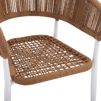 Armchair Aluminum Eulo Hm5783.12 White-synthetic Rattan Beige 55,5x63,5x78hcm.