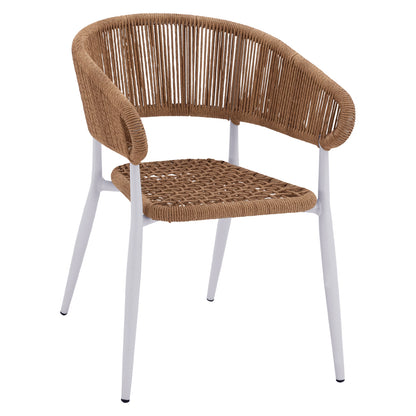 Armchair Aluminum Eulo Hm5783.12 White-synthetic Rattan Beige 55,5x63,5x78hcm.