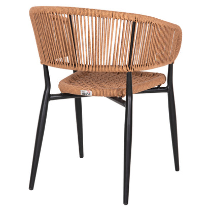 Armchair Aluminum Eulo Hm5783.13 Black-synthetic Rattan Beige 55,5x63,5x78hcm.
