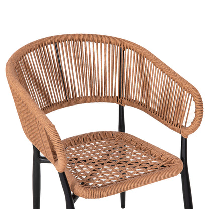Armchair Aluminum Eulo Hm5783.13 Black-synthetic Rattan Beige 55,5x63,5x78hcm.