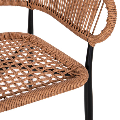 Armchair Aluminum Eulo Hm5783.13 Black-synthetic Rattan Beige 55,5x63,5x78hcm.