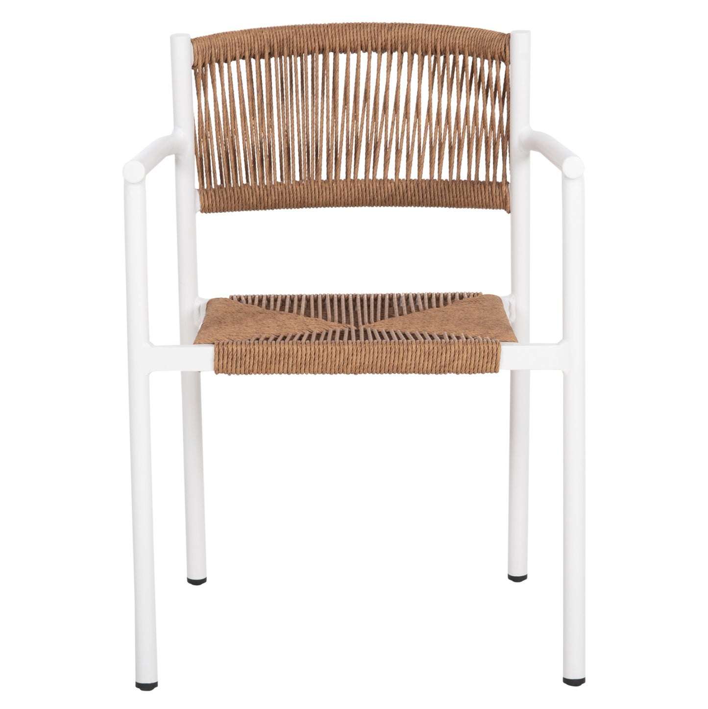 Aluminum Armchair Ster Hm5786.11 White-synthetic Rattan In Beige 55,5x53x78hcm.