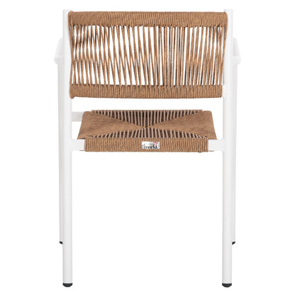 Aluminum Armchair Ster Hm5786.11 White-synthetic Rattan In Beige 55,5x53x78hcm.