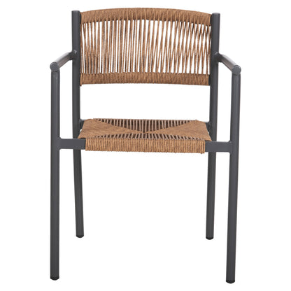 Aluminum Armchair Ster Hm5786.12 Anthracite-synthetic Rattan In Beige 55,5x53x78hcm.