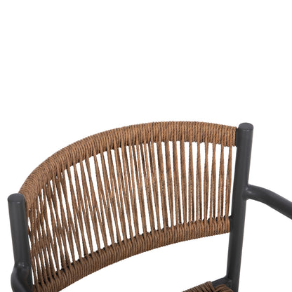 Aluminum Armchair Ster Hm5786.12 Anthracite-synthetic Rattan In Beige 55,5x53x78hcm.