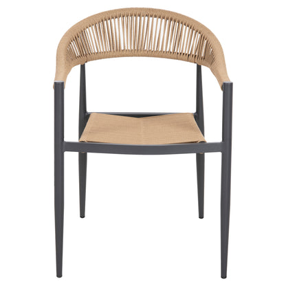 Armchair Aluminum Gret Hm5854.02 Charcoal Grey Aluminum-beige Pe Rattan 56x55,5x78Η