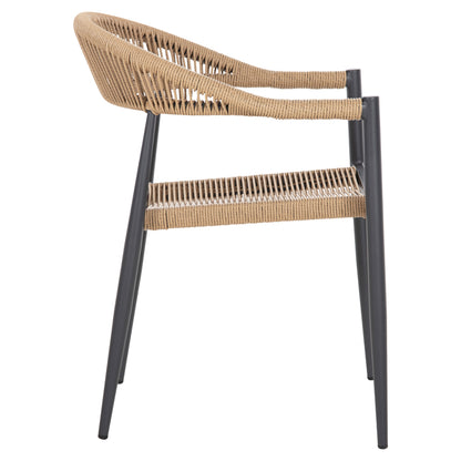 Armchair Aluminum Gret Hm5854.02 Charcoal Grey Aluminum-beige Pe Rattan 56x55,5x78Η