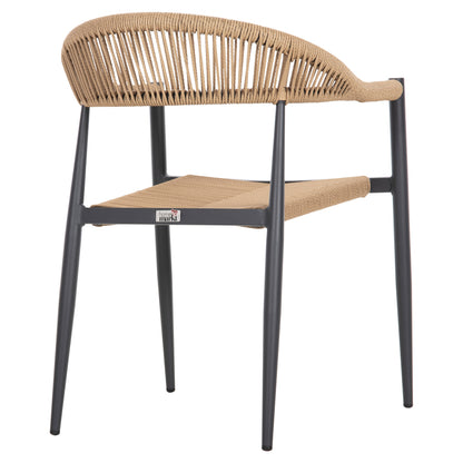 Armchair Aluminum Gret Hm5854.02 Charcoal Grey Aluminum-beige Pe Rattan 56x55,5x78Η