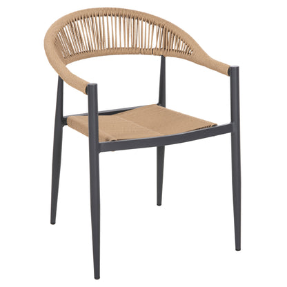 Armchair Aluminum Gret Hm5854.02 Charcoal Grey Aluminum-beige Pe Rattan 56x55,5x78Η