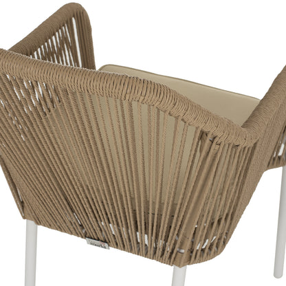 Armchair Aluminum Lokki Hm5855.01 White With Pe Wicker Rope Beige 56x66x82