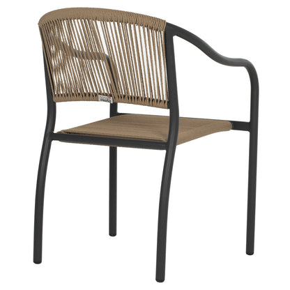 Armchair Aluminum Hm5856.02 Charcoal Grey With Pe Wicker Rope 57x63x80h