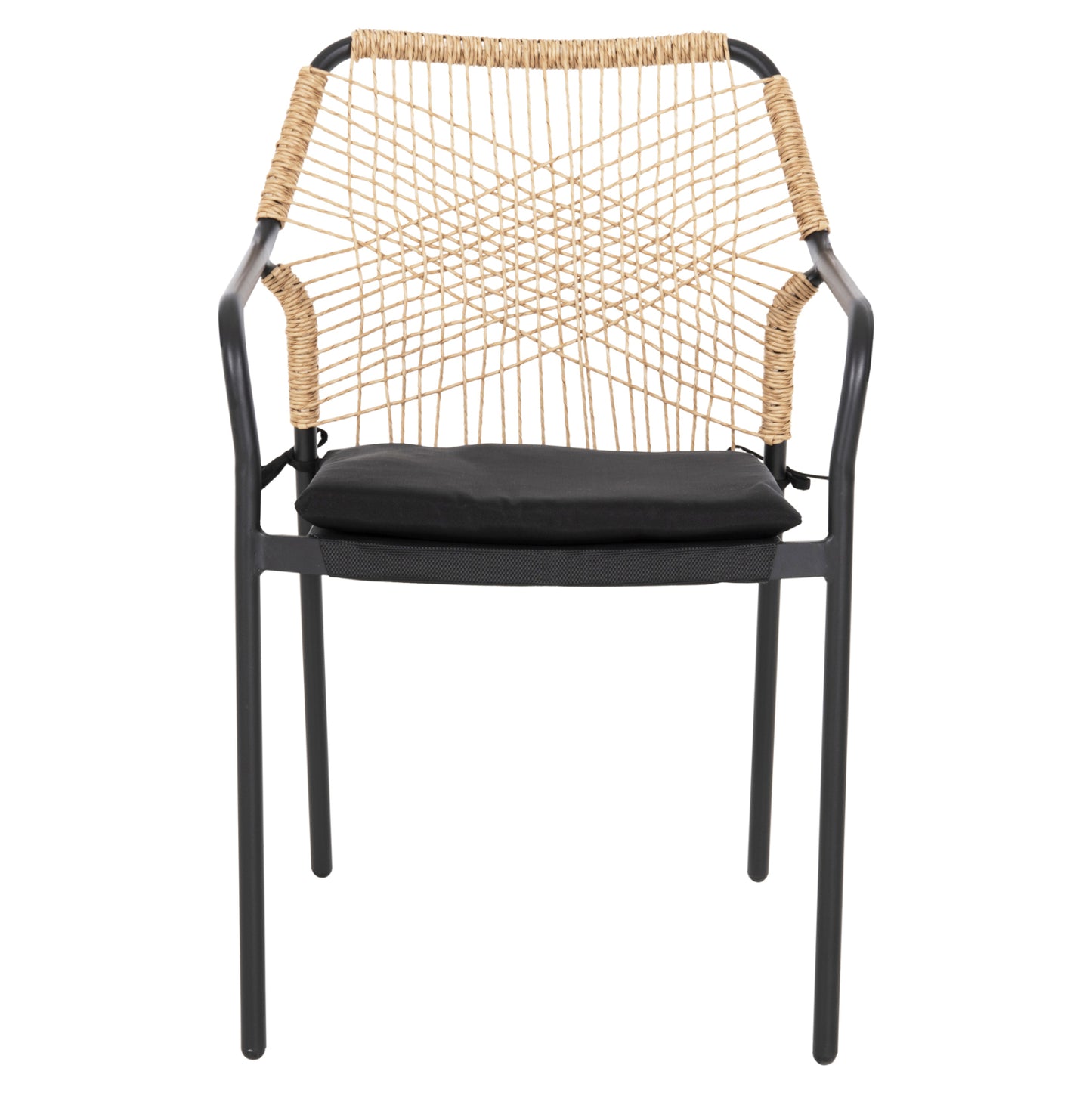 Armchair Aluminum Trotter Hm5865.11 Dark Grey Frame And Beige Wicker-black Cushion