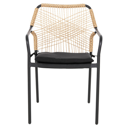 Armchair Aluminum Trotter Hm5865.11 Dark Grey Frame And Beige Wicker-black Cushion