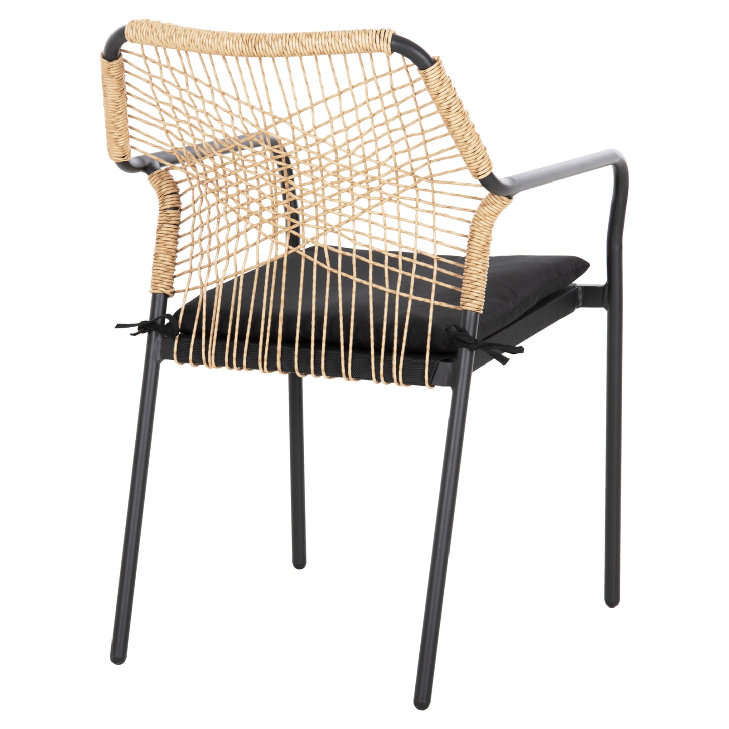 Armchair Aluminum Trotter Hm5865.11 Dark Grey Frame And Beige Wicker-black Cushion