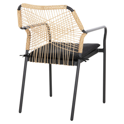 Armchair Aluminum Trotter Hm5865.11 Dark Grey Frame And Beige Wicker-black Cushion