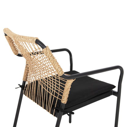 Armchair Aluminum Trotter Hm5865.11 Dark Grey Frame And Beige Wicker-black Cushion