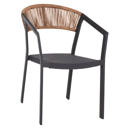 Armchair Aluminum Hm5891.01 Anthracite Frame And Textline- Beige Rattan Backrest 57x53x80hcm.