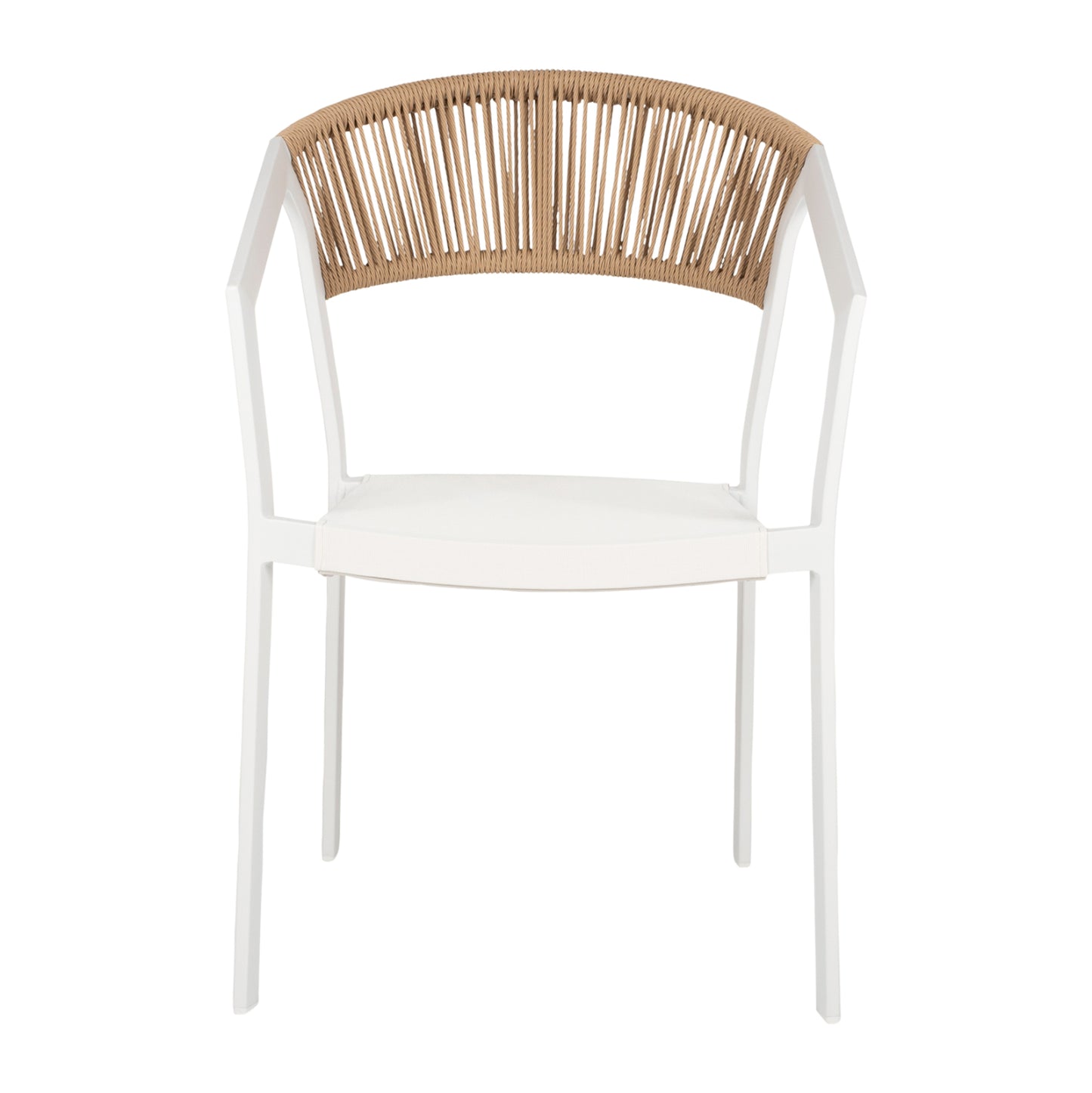 Armchair Aluminum Miri Hm5891.02 White Frame And Textline- Beige Rattan Backrest 56x60x81,5hcm.