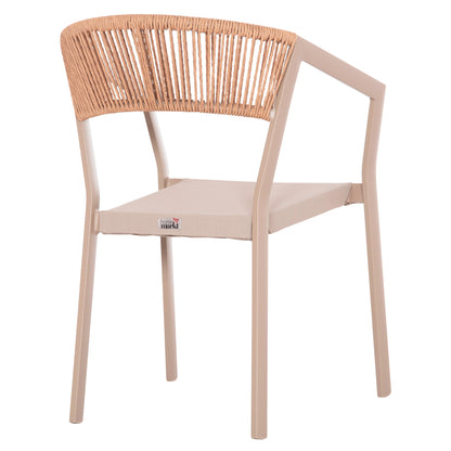 Armchair Aluminum Miri Hm5891.03 Champagne Frame And Textline- Beige Rattan Backrest 56x58x80.5hcm.