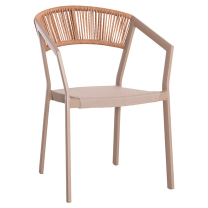 Armchair Aluminum Miri Hm5891.03 Champagne Frame And Textline- Beige Rattan Backrest 56x58x80.5hcm.