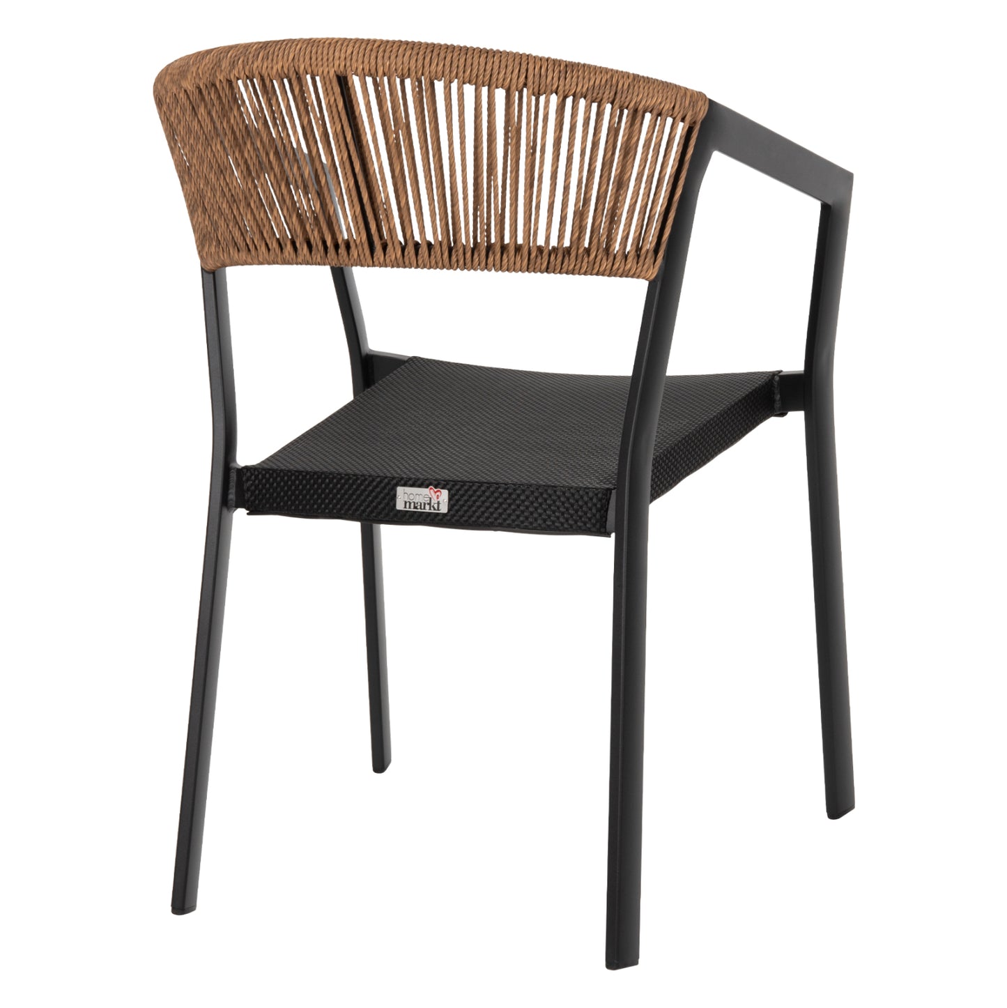Armchair Aluminum Miri Hm5891.05 Black Frame And Textline- Beige Rattan Backrest 57,5x59x81,5hcm.