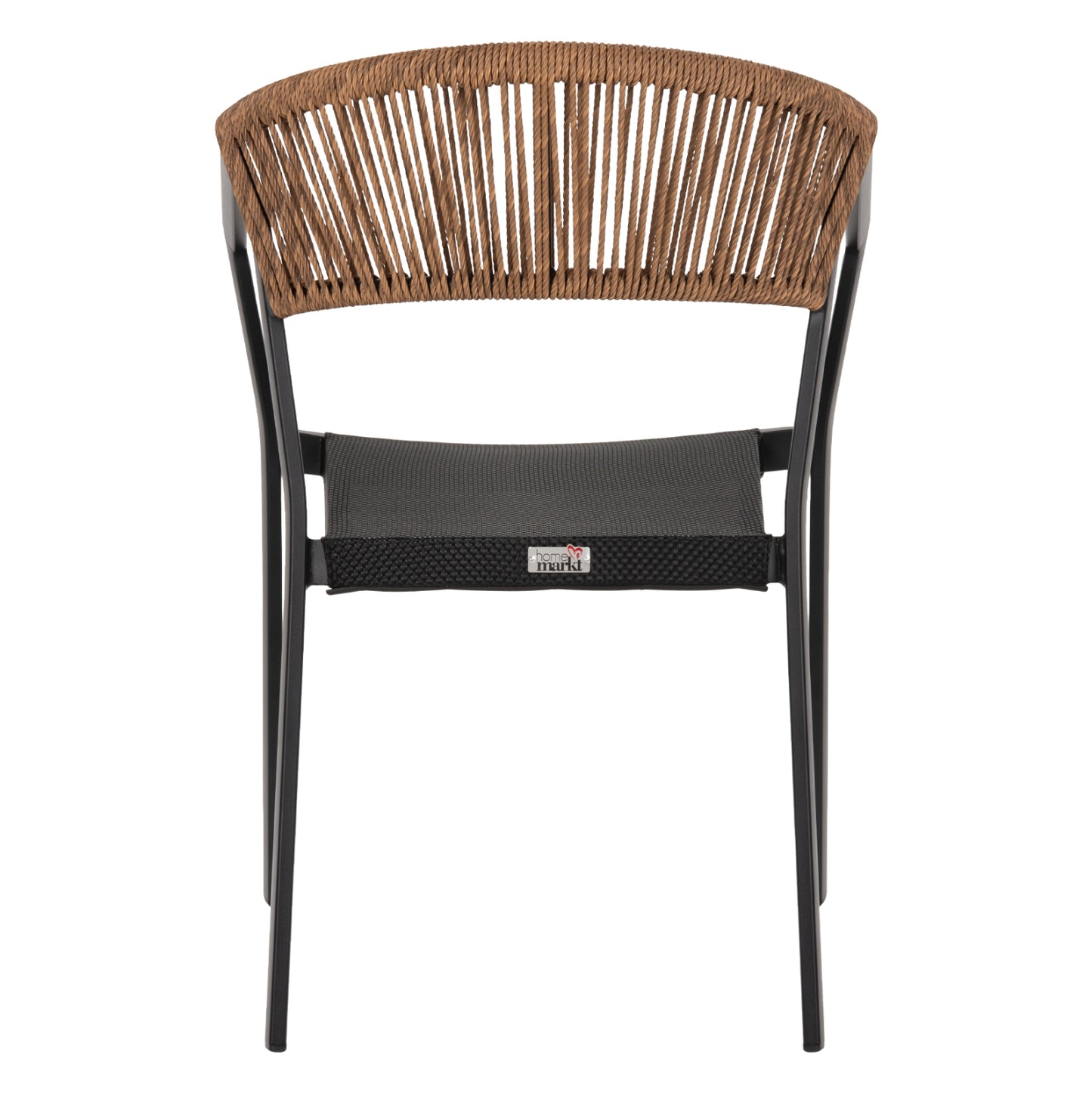 Armchair Aluminum Miri Hm5891.05 Black Frame And Textline- Beige Rattan Backrest 57,5x59x81,5hcm.