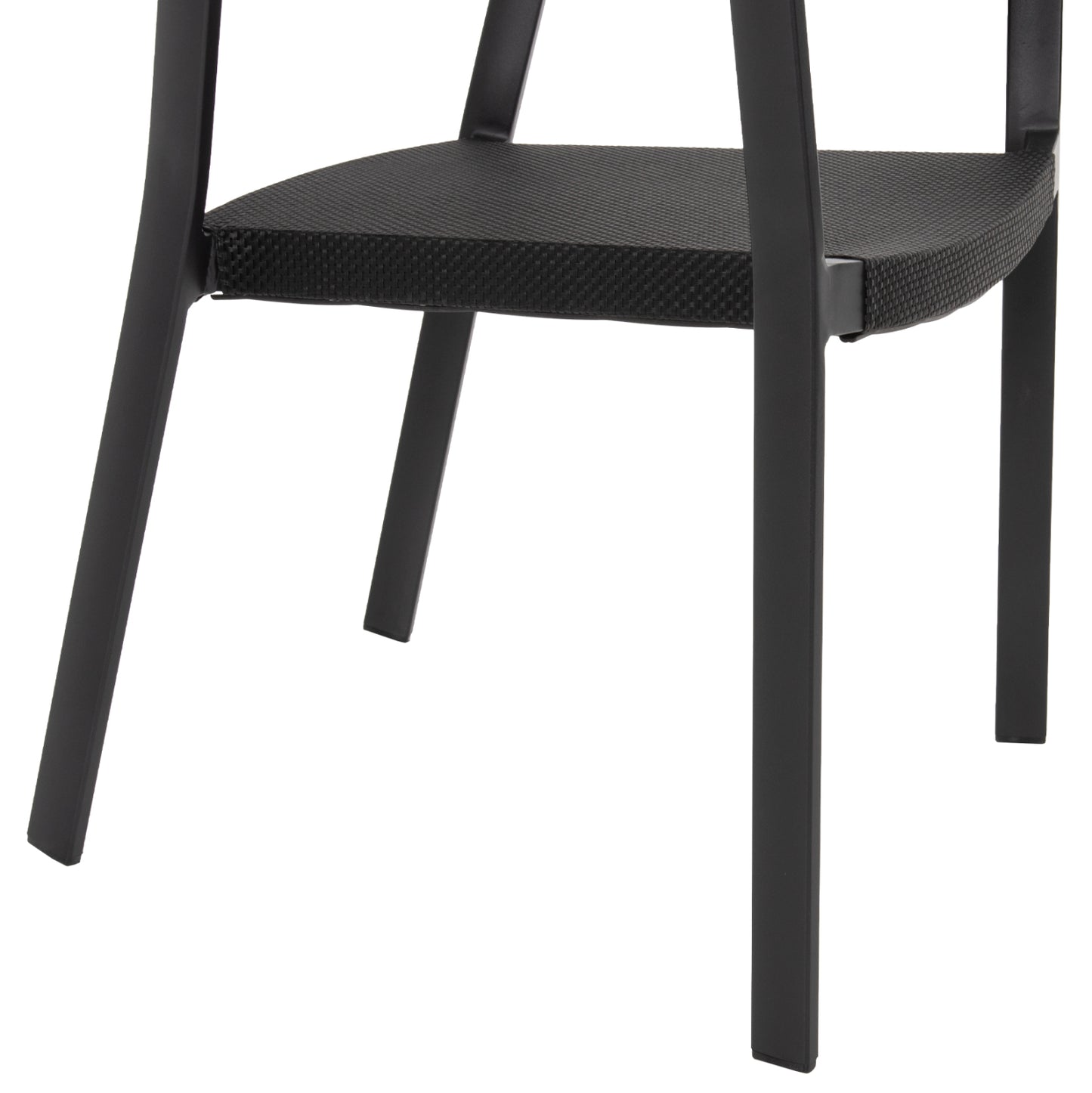 Armchair Aluminum Miri Hm5891.05 Black Frame And Textline- Beige Rattan Backrest 57,5x59x81,5hcm.