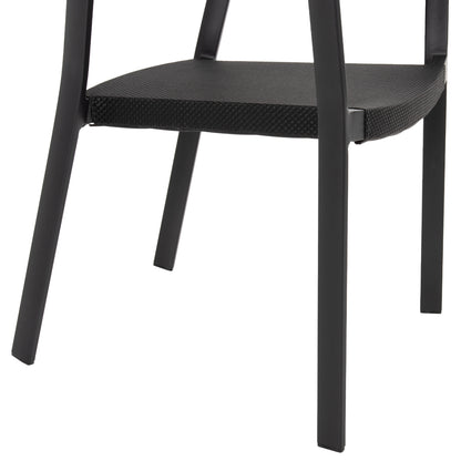 Armchair Aluminum Miri Hm5891.05 Black Frame And Textline- Beige Rattan Backrest 57,5x59x81,5hcm.