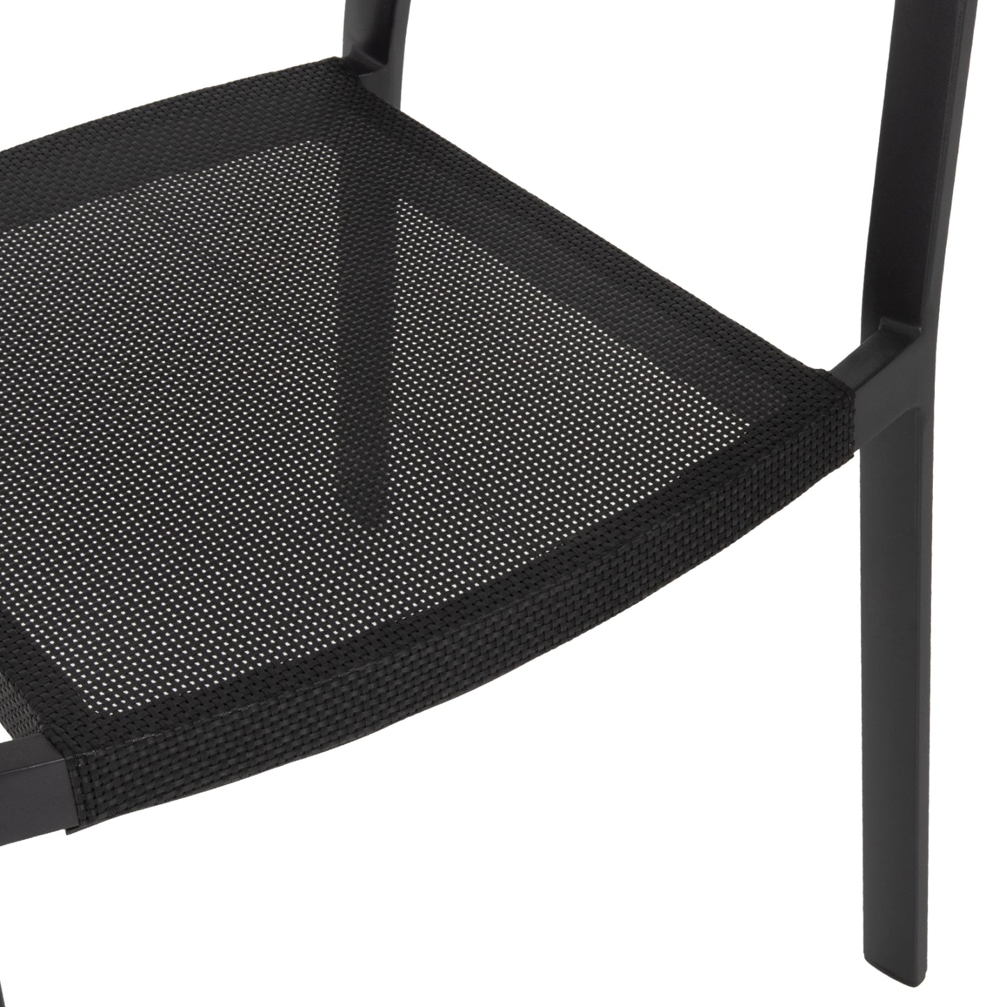 Armchair Aluminum Miri Hm5891.05 Black Frame And Textline- Beige Rattan Backrest 57,5x59x81,5hcm.