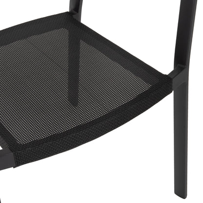 Armchair Aluminum Miri Hm5891.05 Black Frame And Textline- Beige Rattan Backrest 57,5x59x81,5hcm.