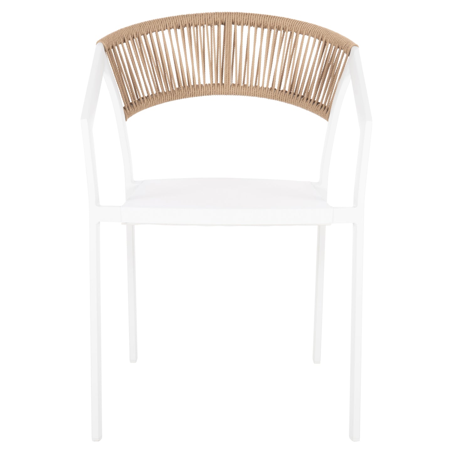 Armchair Aluminum Miri Hm5891.22 White Frame And Textline- Beige Rattan Backrest 57x63x82hcm.