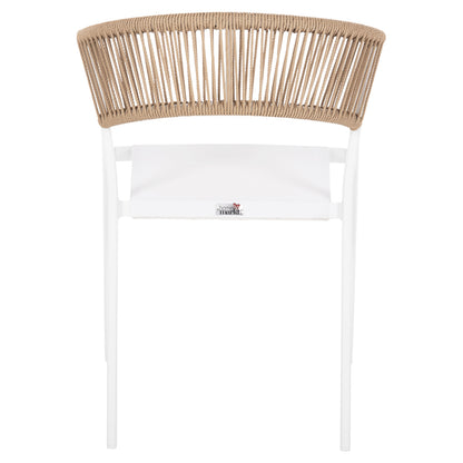 Armchair Aluminum Miri Hm5891.22 White Frame And Textline- Beige Rattan Backrest 57x63x82hcm.