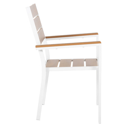 Aluminum Armchair Saga Hm5981.01 White-polywood In  Natural 55x55x86hcm.