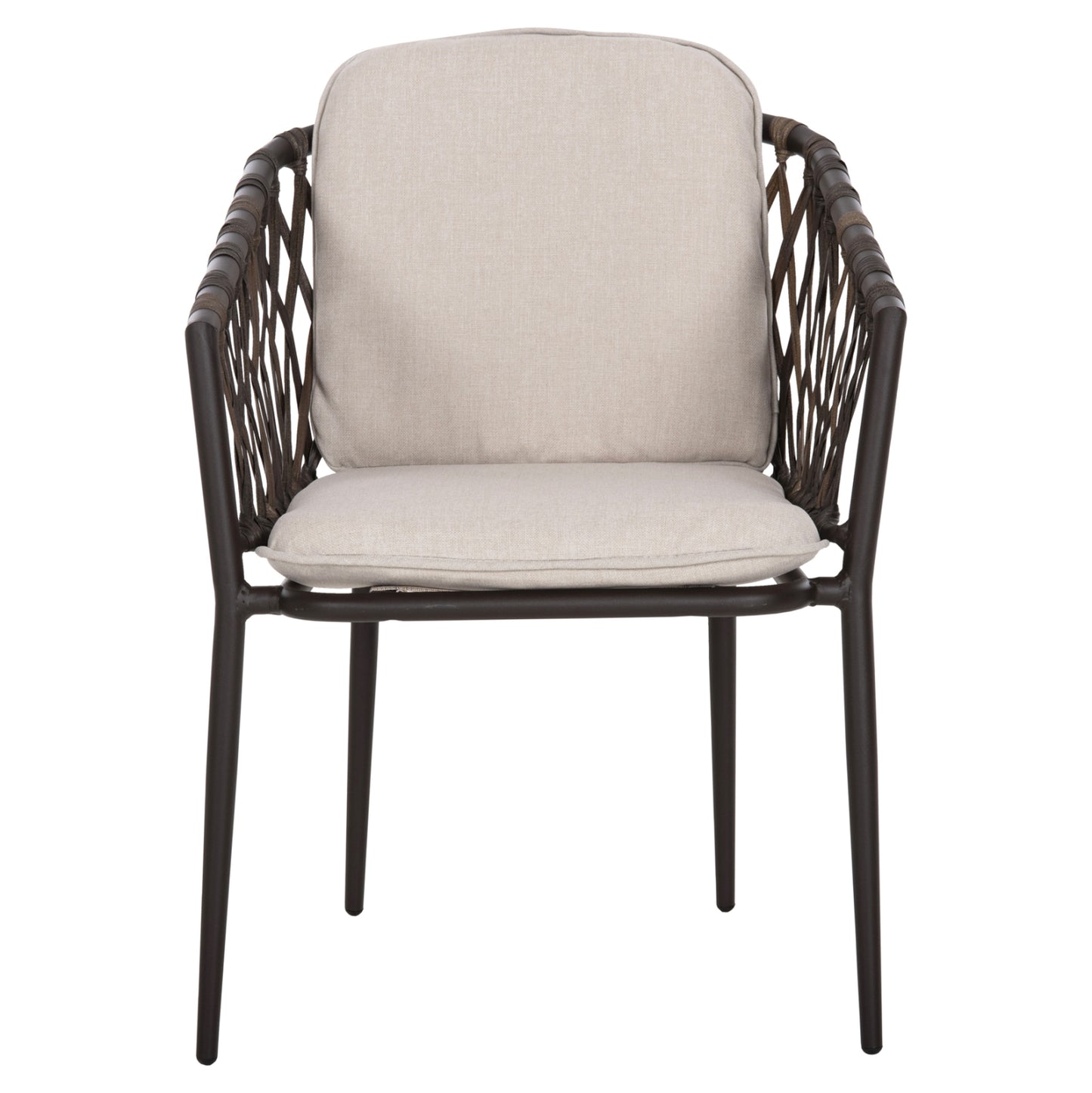 Aluminum Armchair Bolly Hm6080 Brown Frame-synthetic Rattan In Brown-beige Cushions 58,5x67x86hcm.