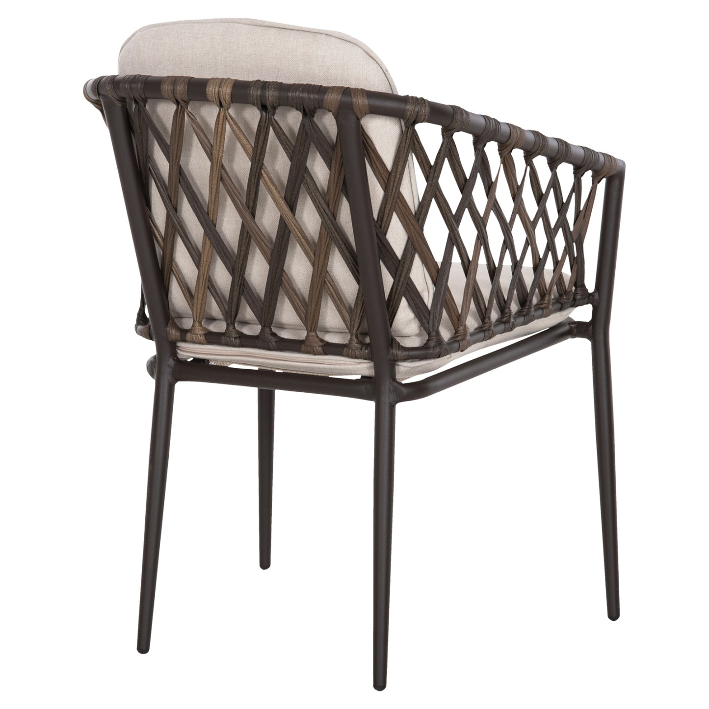 Aluminum Armchair Bolly Hm6080 Brown Frame-synthetic Rattan In Brown-beige Cushions 58,5x67x86hcm.