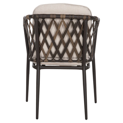 Aluminum Armchair Bolly Hm6080 Brown Frame-synthetic Rattan In Brown-beige Cushions 58,5x67x86hcm.