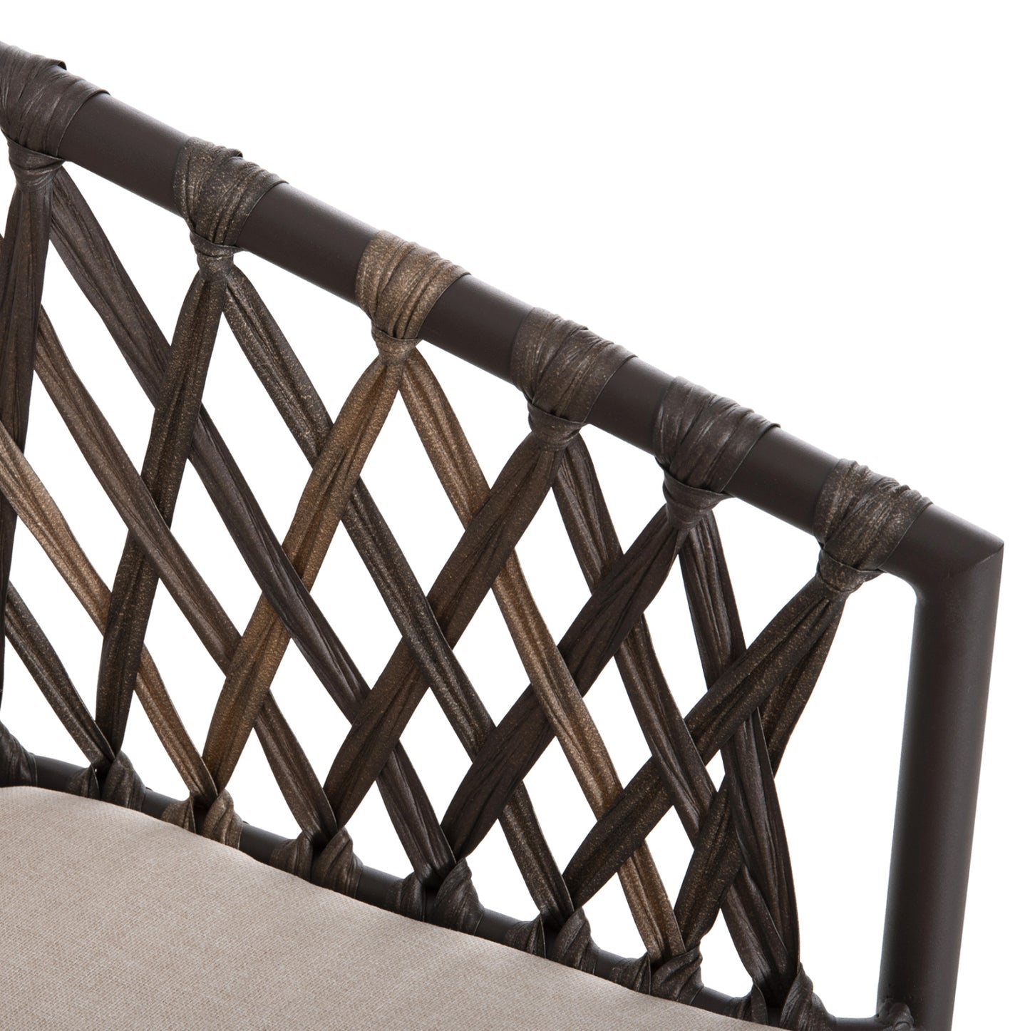 Aluminum Armchair Bolly Hm6080 Brown Frame-synthetic Rattan In Brown-beige Cushions 58,5x67x86hcm.