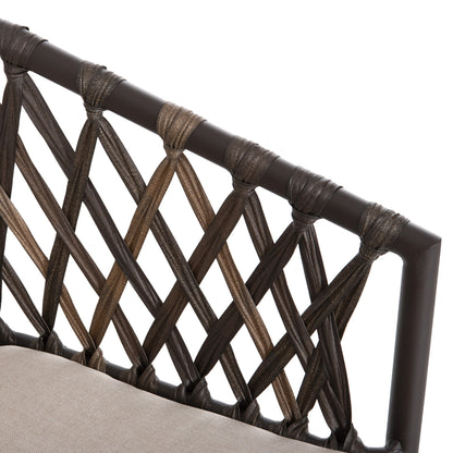 Aluminum Armchair Bolly Hm6080 Brown Frame-synthetic Rattan In Brown-beige Cushions 58,5x67x86hcm.