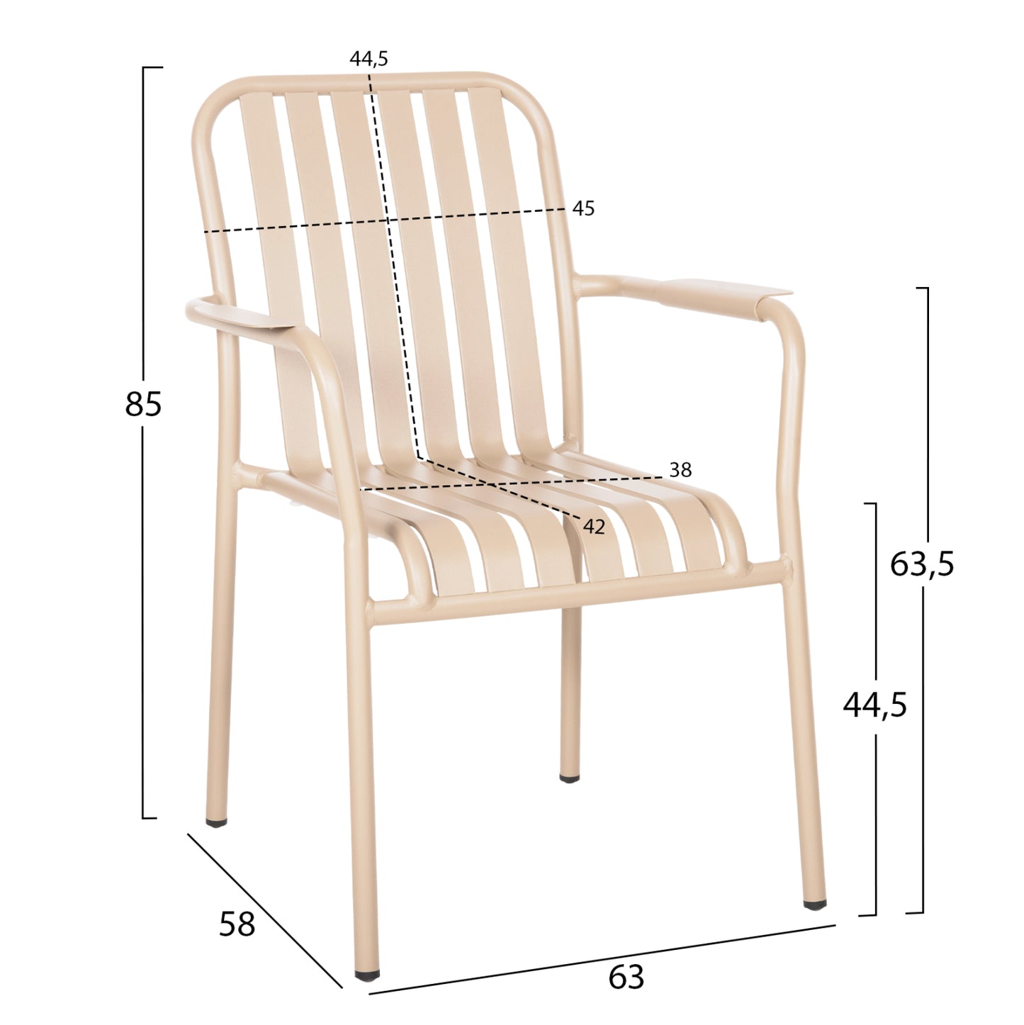 Aluminum Armchair Rachel Hm6088.04 Champagne Color 63x58x85hcm.