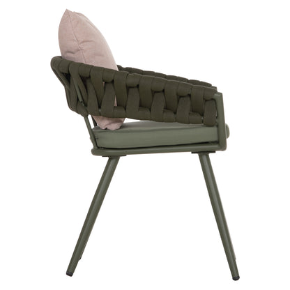 Armchair Aluminum Camden Hm6141.08 Back Cushion In Brown Color-dark Olive 56x60x72-87hcm.