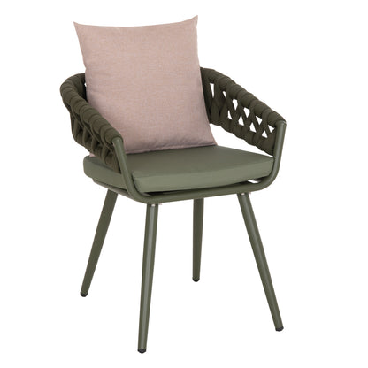 Armchair Aluminum Camden Hm6141.08 Back Cushion In Brown Color-dark Olive 56x60x72-87hcm.