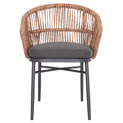 Aluminum Dining Chair Orin Hm6265.01 Dark Grey Frame-p.e. Rattan In Natural 58x61x75hcm.