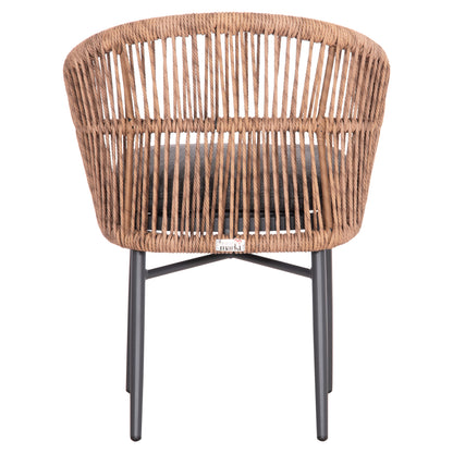 Aluminum Dining Chair Orin Hm6265.01 Dark Grey Frame-p.e. Rattan In Natural 58x61x75hcm.