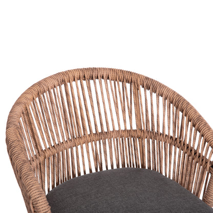 Aluminum Dining Chair Orin Hm6265.01 Dark Grey Frame-p.e. Rattan In Natural 58x61x75hcm.