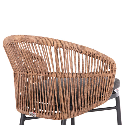 Aluminum Dining Chair Orin Hm6265.01 Dark Grey Frame-p.e. Rattan In Natural 58x61x75hcm.