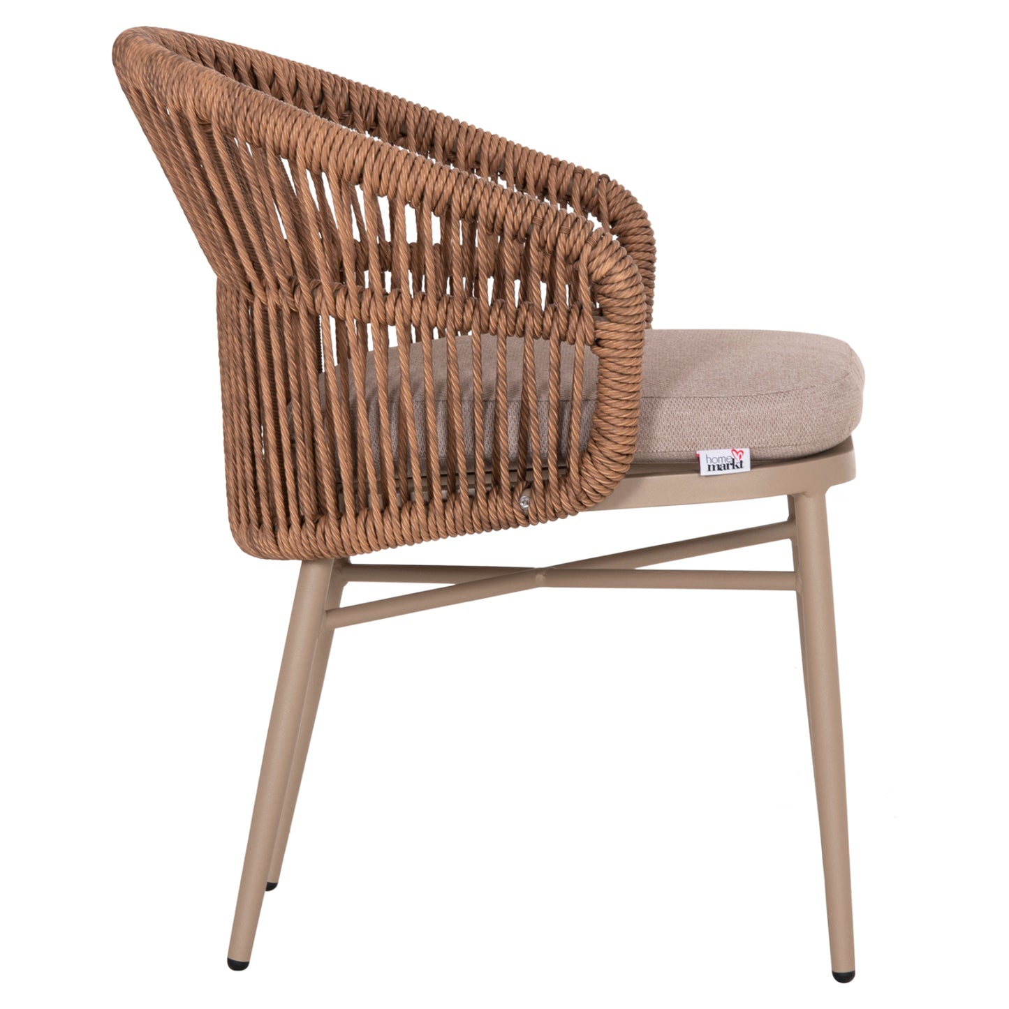 Aluminum Dining Chair Orin Hm6265.03 Cappuccino Frame-p.e. Rattan In Natural 58x61x75hcm.