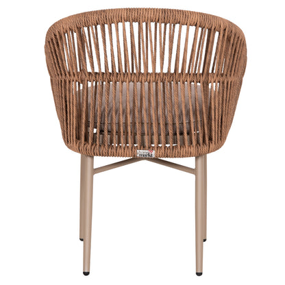 Aluminum Dining Chair Orin Hm6265.03 Cappuccino Frame-p.e. Rattan In Natural 58x61x75hcm.