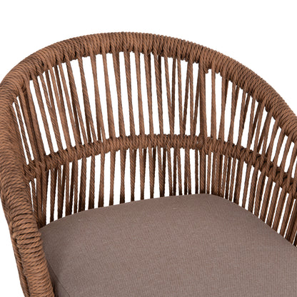 Aluminum Dining Chair Orin Hm6265.03 Cappuccino Frame-p.e. Rattan In Natural 58x61x75hcm.