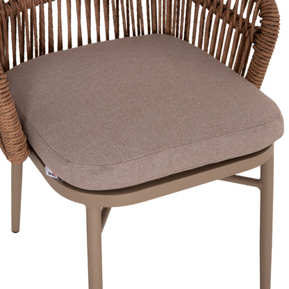 Aluminum Dining Chair Orin Hm6265.03 Cappuccino Frame-p.e. Rattan In Natural 58x61x75hcm.